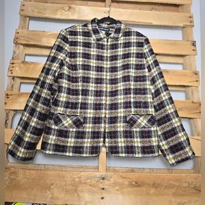 Vintage Plaid Jacket - Multicolor Size:18
